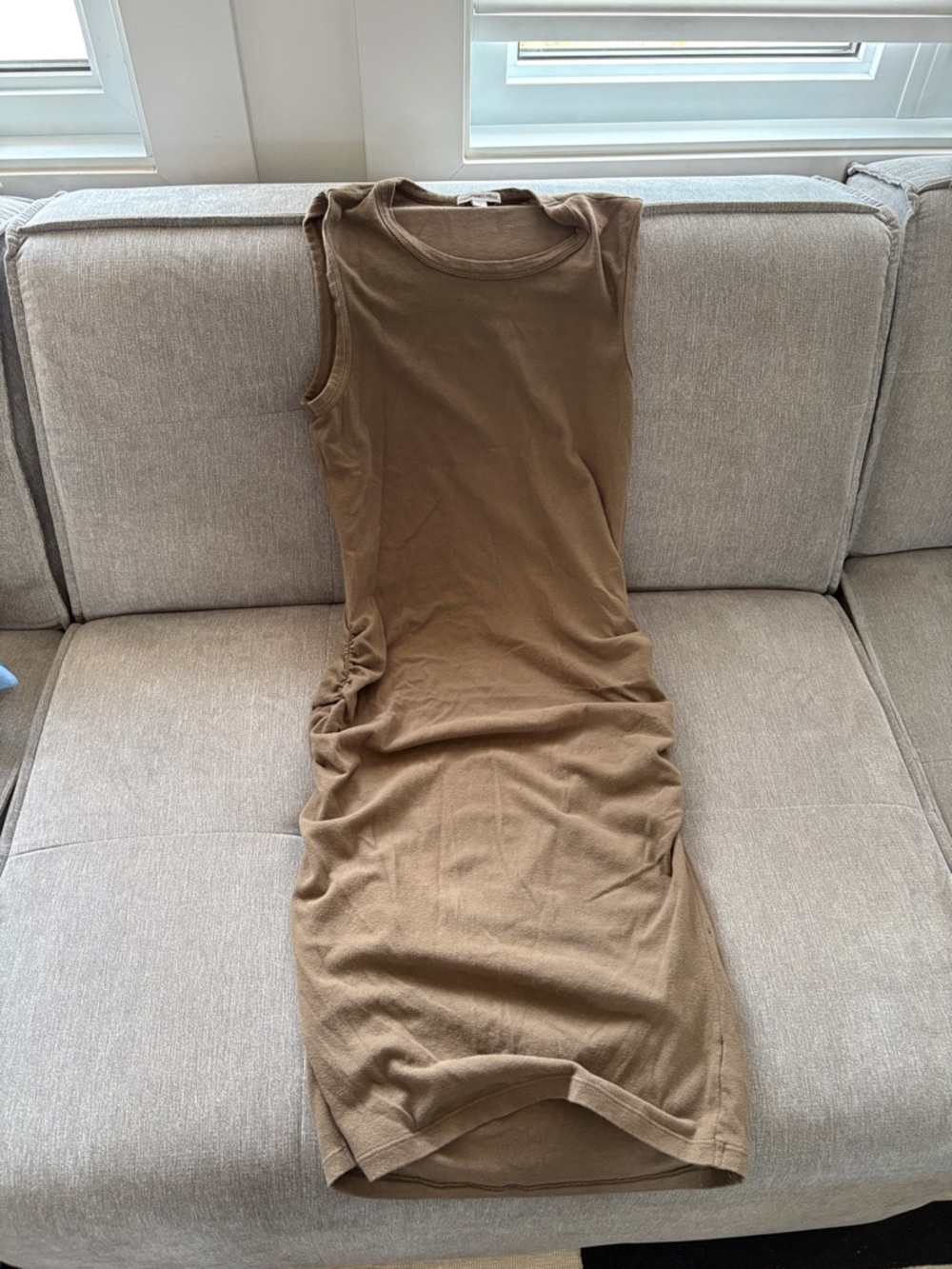 James Perse Sleeveless Tan Midi Tank Dress